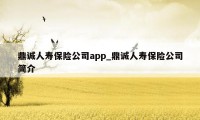 鼎诚人寿保险公司app_鼎诚人寿保险公司简介