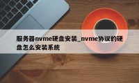 服务器nvme硬盘安装_nvme协议的硬盘怎么安装系统