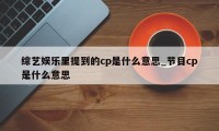 综艺娱乐里提到的cp是什么意思_节目cp是什么意思