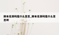 脚本走源码是什么意思_脚本走源码是什么意思啊