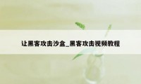 让黑客攻击沙盒_黑客攻击视频教程