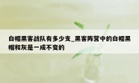 白帽黑客战队有多少支_黑客阵营中的白帽黑帽和灰是一成不变的