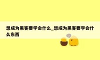 想成为黑客要学会什么_想成为黑客要学会什么东西