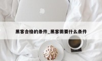 黑客合格的条件_黑客需要什么条件