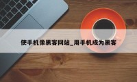 使手机像黑客网站_用手机成为黑客