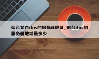 烟台龙口dns的服务器地址_烟台dns的服务器地址是多少