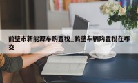 鹤壁市新能源车购置税_鹤壁车辆购置税在哪交