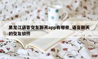 黑龙江语音交友聊天app有哪些_语音聊天的交友软件