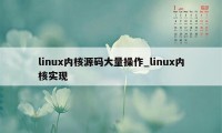 linux内核源码大量操作_linux内核实现