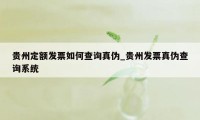 贵州定额发票如何查询真伪_贵州发票真伪查询系统