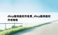 dhcp服务器软件免费_dhcp服务器软件有哪些