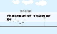 手机app项目研究报告_手机app项目计划书