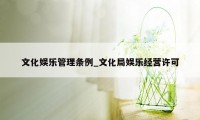 文化娱乐管理条例_文化局娱乐经营许可