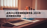 永州2022年拟建新能源项目_2021年永州规划大项目