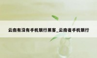 云南有没有手机银行黑客_云南省手机银行