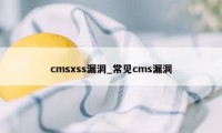 cmsxss漏洞_常见cms漏洞