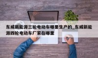 东威新能源三轮电动车哪里生产的_东威新能源四轮电动车厂家在哪里