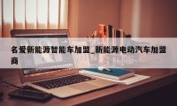 名爱新能源智能车加盟_新能源电动汽车加盟商