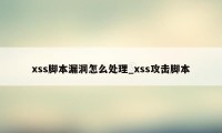 xss脚本漏洞怎么处理_xss攻击脚本