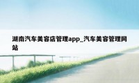 湖南汽车美容店管理app_汽车美容管理网站