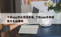 个税app怎么没法申报_个税app不申报有什么后果吗