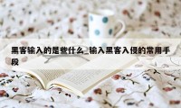 黑客输入的是些什么_输入黑客入侵的常用手段 