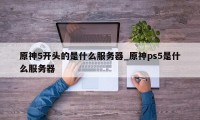 原神5开头的是什么服务器_原神ps5是什么服务器