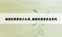 编程和黑客有什么用_编程和黑客有关系吗