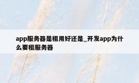 app服务器是租用好还是_开发app为什么要租服务器