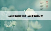 asp服务器端调试_asp服务器配置