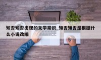 知否知否出现的文学常识_知否知否是根据什么小说改编