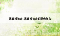 黑客对社会_黑客对社会的影响作文