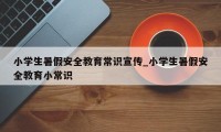 小学生暑假安全教育常识宣传_小学生暑假安全教育小常识