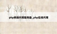 php网络代理服务器_php在线代理