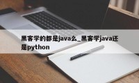 黑客学的都是java么_黑客学java还是python