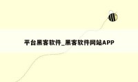 平台黑客软件_黑客软件网站APP