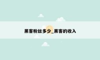 黑客粉丝多少_黑客的收入