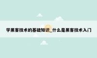 学黑客技术的基础知识_什么是黑客技术入门