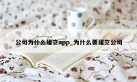 公司为什么建立app_为什么要建立公司