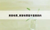 黑客收费_黑客收费是不是很高的