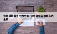 体育公司取名字大全集_体育文化公司起名大全集