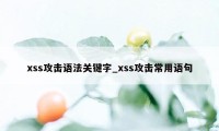 xss攻击语法关键字_xss攻击常用语句