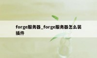 forge服务器_forge服务器怎么装插件