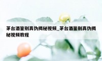 茅台酒鉴别真伪揭秘视频_茅台酒鉴别真伪揭秘视频教程