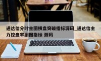 通达信分时主图横盘突破指标源码_通达信主力控盘率副图指标 源码