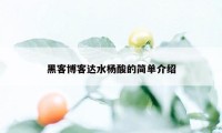 黑客博客达水杨酸的简单介绍