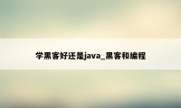 学黑客好还是java_黑客和编程