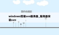 windows搭建svn服务器_服务器安装svn