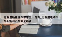 比亚迪新能源汽车车型一览表_比亚迪电动汽车新能源汽车大全最新