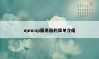 vpncup服务器的简单介绍